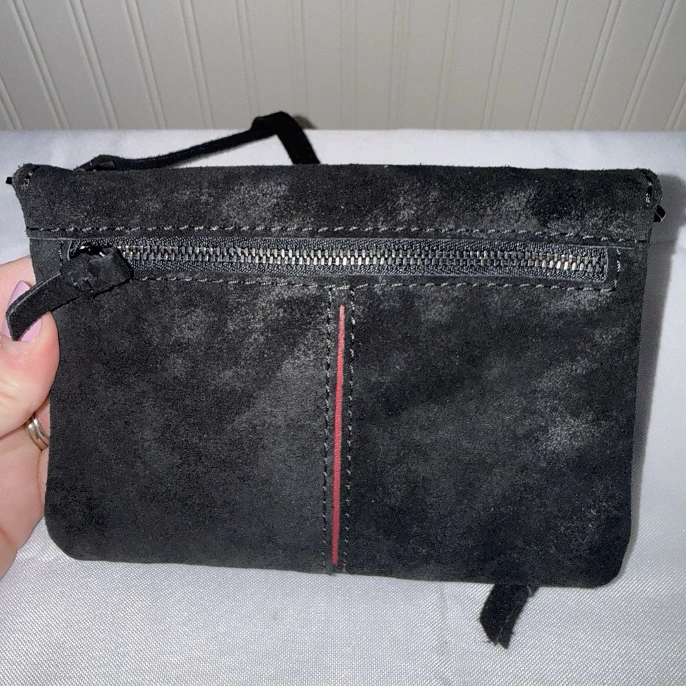 Hammitt Ryan Suede Black Clutch Crossbody Shoulder Bag Purse Gunmetal NWOT